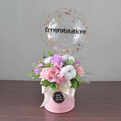 Pastel Nikko| Artificial Soap Flowers Arrangement| Balloon Flower Box