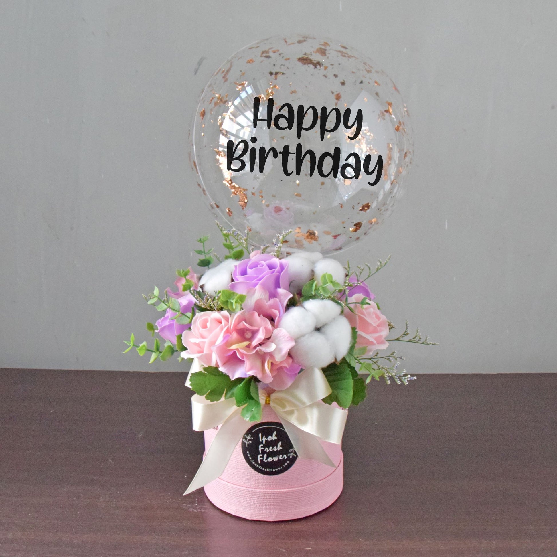 Pastel Nikko| Artificial Soap Flowers Arrangement| Balloon Flower Box