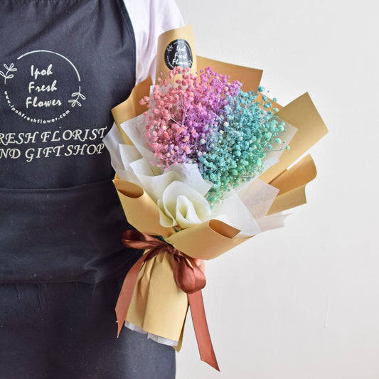 Rainbow Baby Breath Bouquet