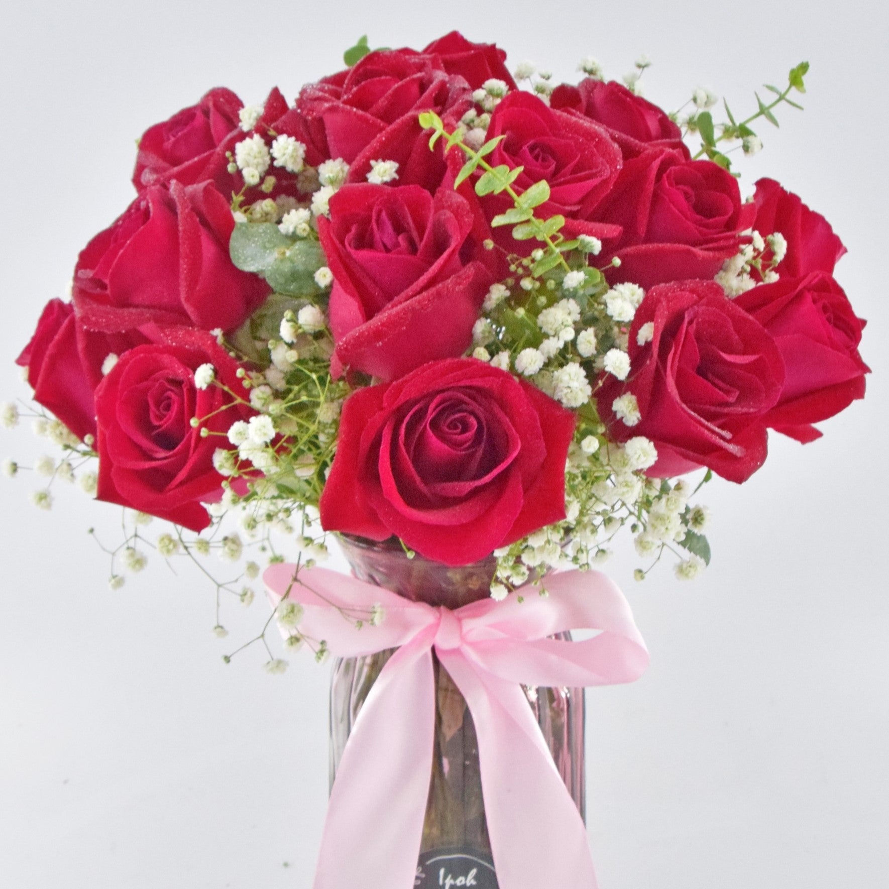 Red Velvet Rose Vase Arrangement| Fresh Flower In A Vase