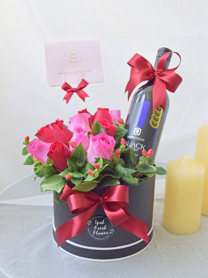 Red Wine Gift Box| Ipoh Free Delivery| Ipohfreshflower.com