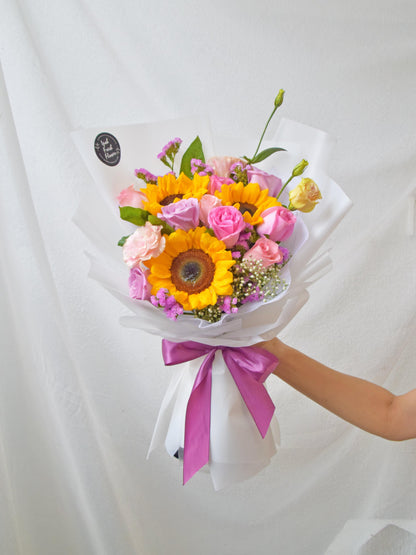 Summer Joy| sunflower & rose bouquet