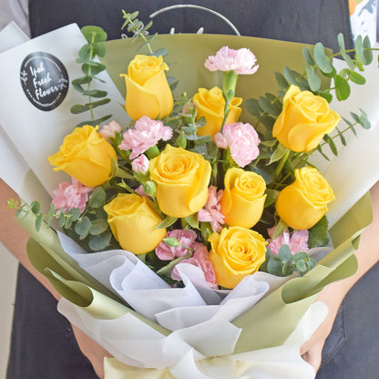 Sunshine Yellow Roses Bouquet| Fresh Flower Delivery