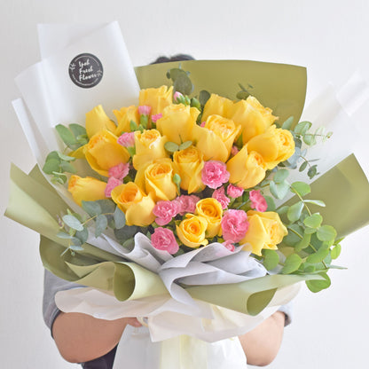 Sunshine Yellow Roses Bouquet| Fresh Flower Delivery