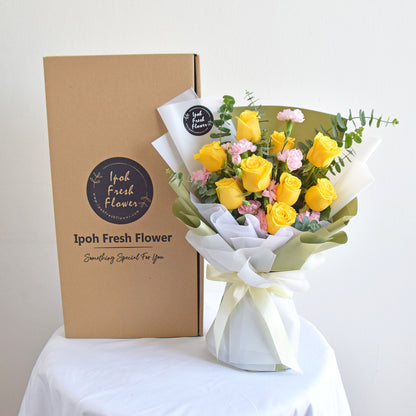 Sunshine Yellow Roses Bouquet| Fresh Flower Delivery