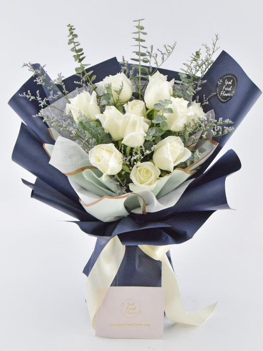White Roses Bouquet| Fresh Flower Delivery