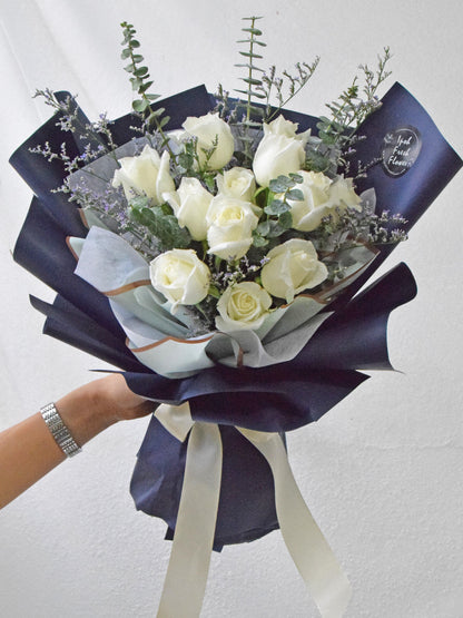 White Roses Bouquet| Fresh Flower Delivery