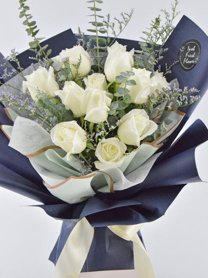 White Roses Bouquet| Fresh Flower Delivery