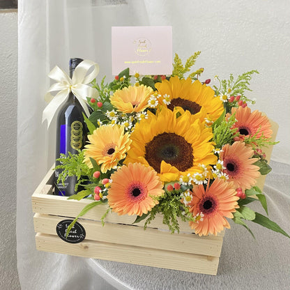 Wine Box Treasure| Fresh Flower Bloom Box